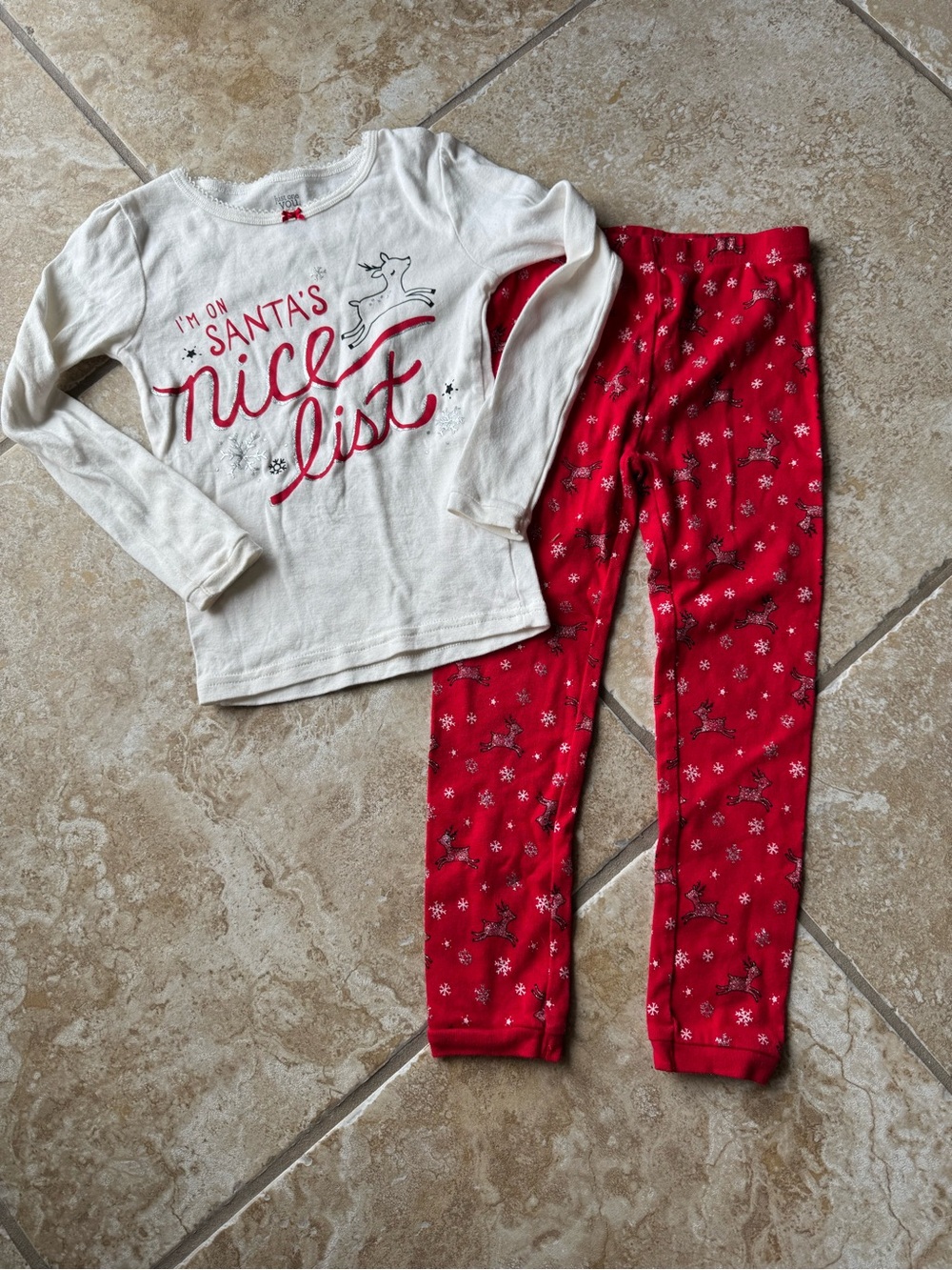 Carter's, White Top & Red Snowflake Reindeer Set, Size 5T